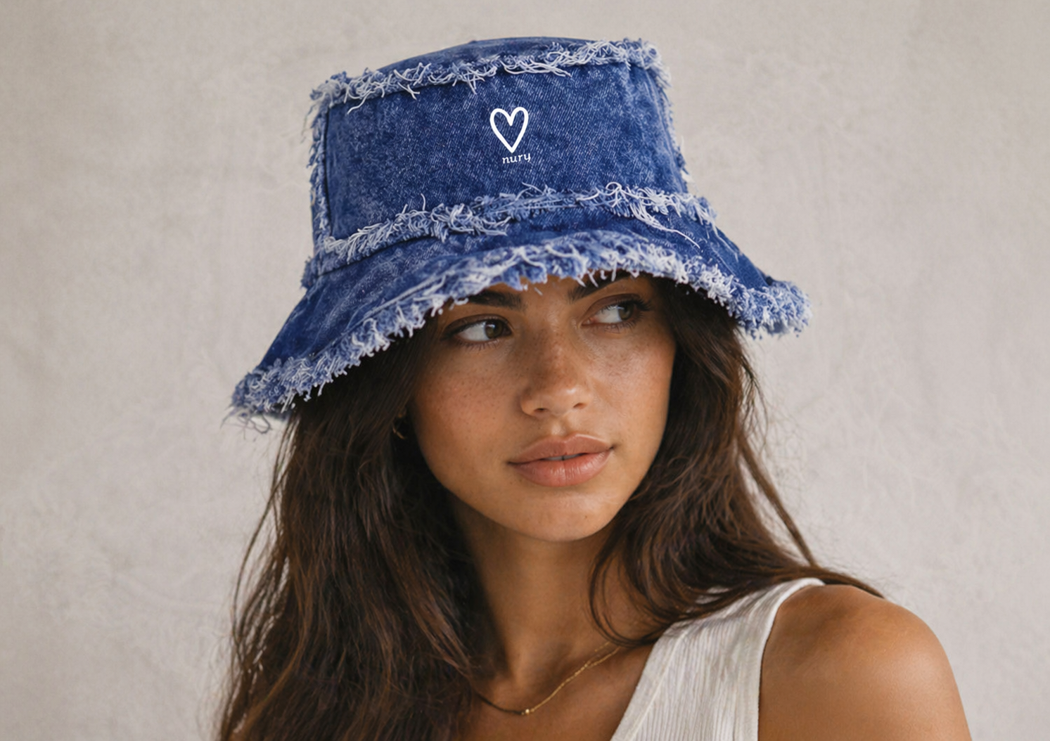 Blue very frayed bucket hat product
