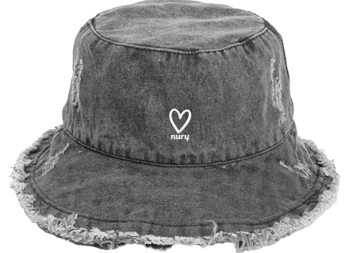Gray Heart Bucket hat