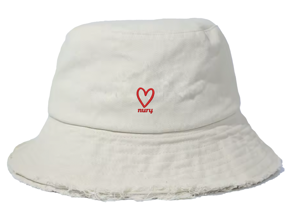 White fringe Heart Bucket hat