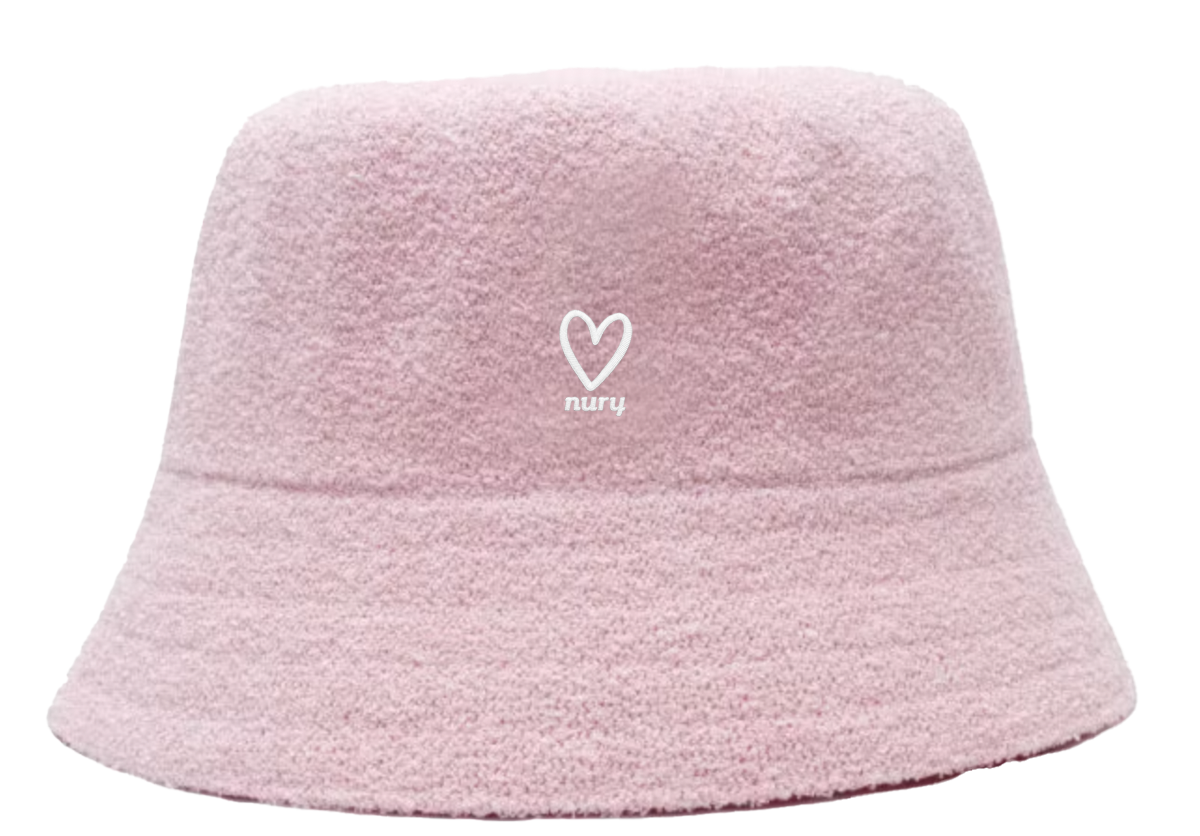 Pink terry Heart Bucket hat